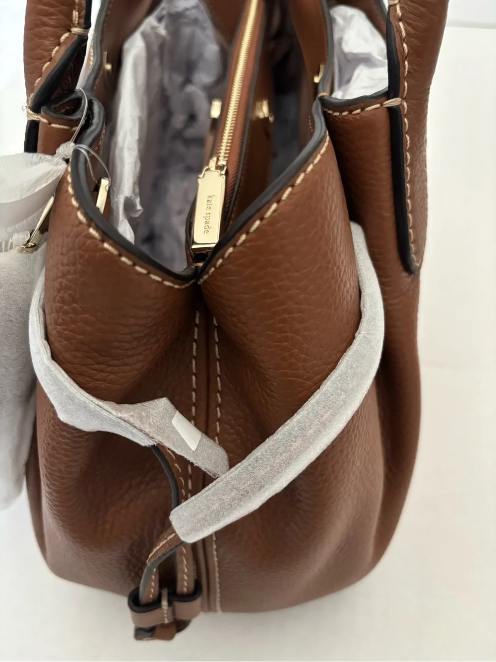 New kate spade New York Large Brown Dumpling Pebble Leather Satchel